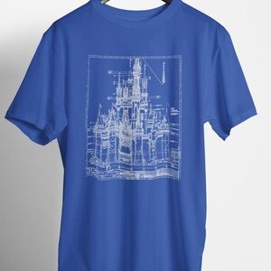 Disney Men’s Magic Kingdom Blueprint T-Shirt, Disney Trip, Mouse House, Large